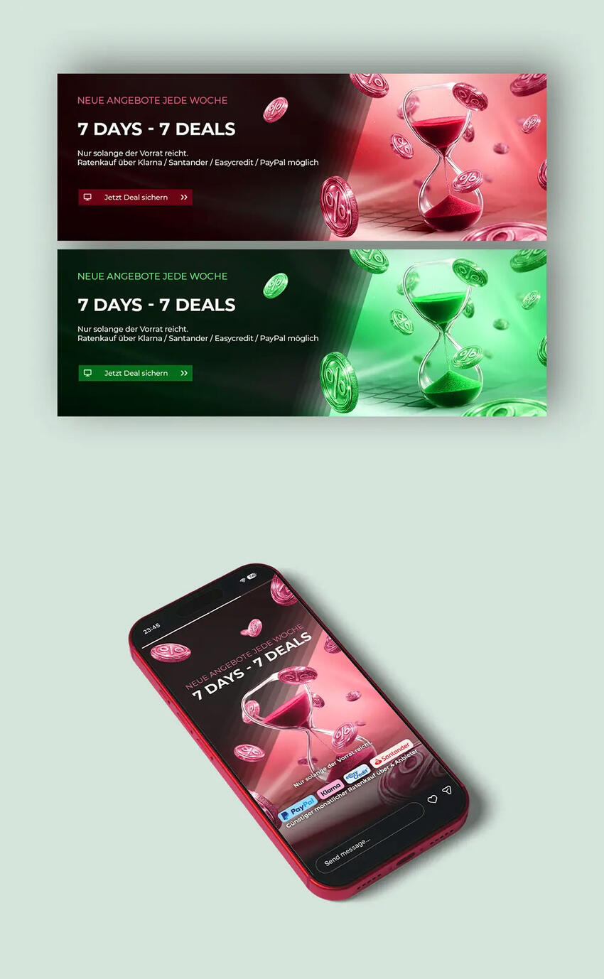 Werbekampagnen-Design für Social Media für eine Elektronik-Einzelhandelsmarke mit Smartphone-Marketingvisual